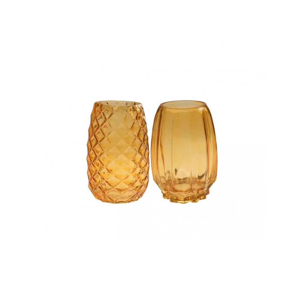 Βάζο γυαλ.μελί 2σχ.  Φ14 Η19cm Plastona 04.22459