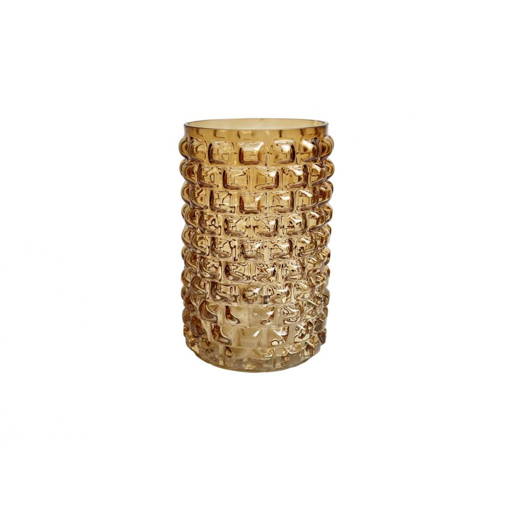 Βάζο γυαλ. μελί ανάγλυφο Φ13Η20cm Plastona 00.03.32511