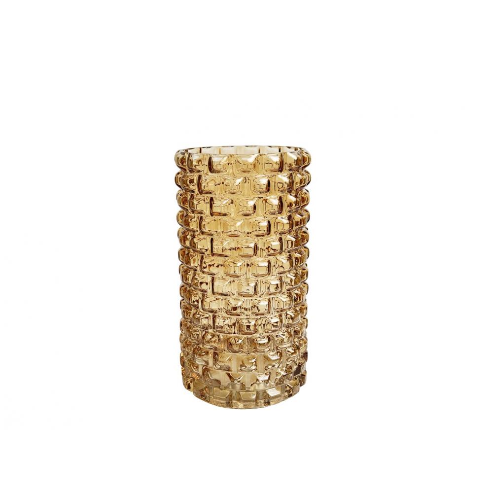 Βάζο γυαλ. μελί ανάγλυφο Φ13Η24,5cm Plastona 00.03.32509