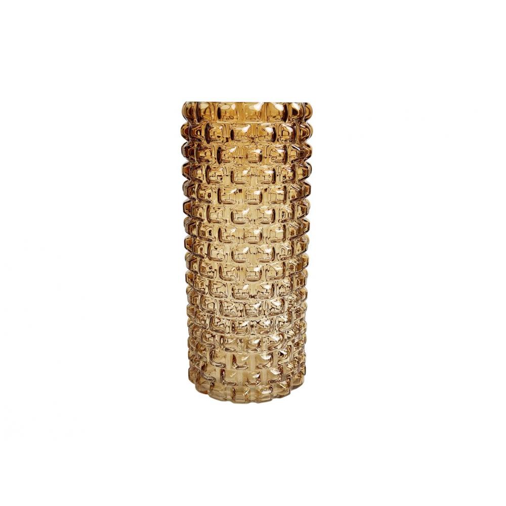 Βάζο γυαλ. μελί ανάγλυφο Φ13Η29,5cm Plastona 00.03.32507