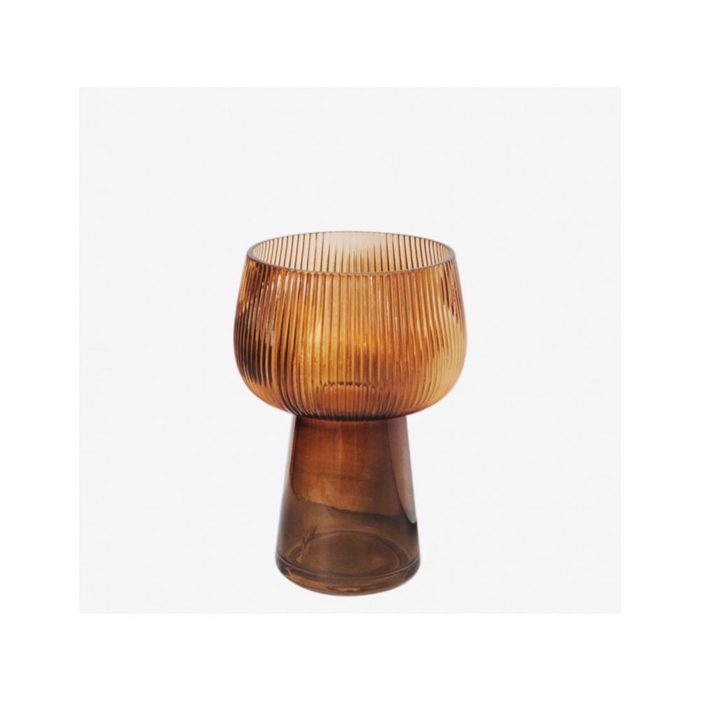 Βάζο γυαλ. μελί με πόδι Φ14,5Η21,5cm Plastona 00.03.32514