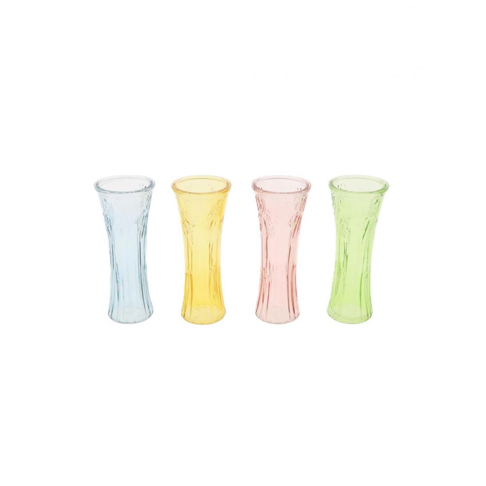 Βάζο γυάλινο 4χρώματα 8x19,5cm Plastona 012.862624026