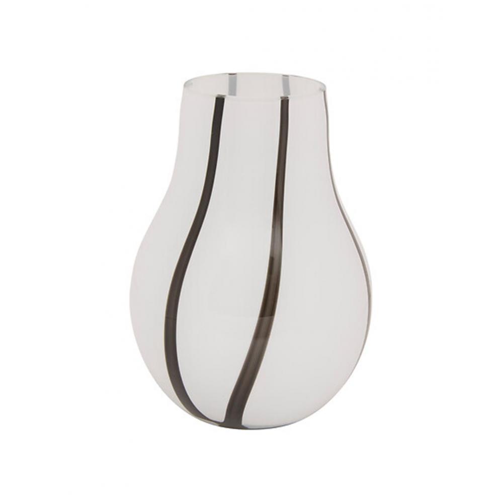 Βάζο γυάλινο λευκό/μαύρες ρίγες 15x20,5cm Plastona 07.210233