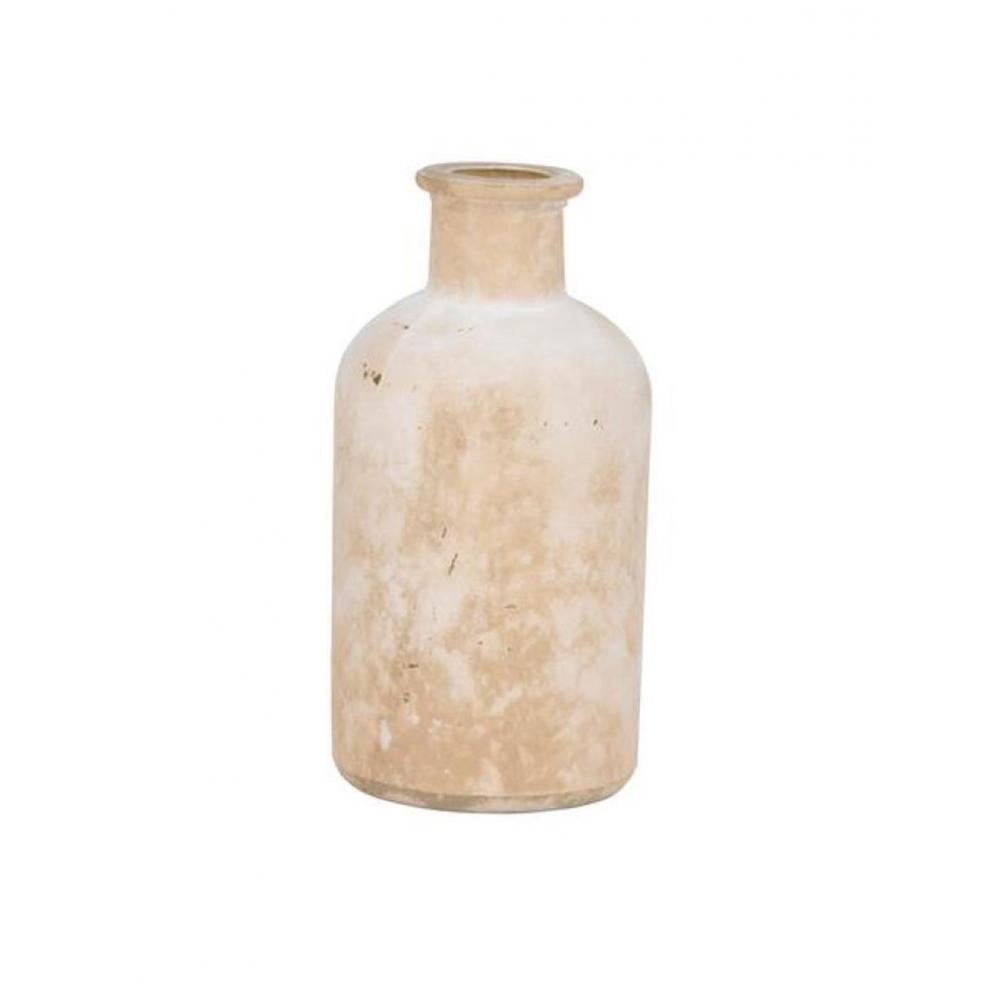 Βάζο γυάλινο λευκό/μπεζ Φ6,5Η13cm Plastona 03.00797
