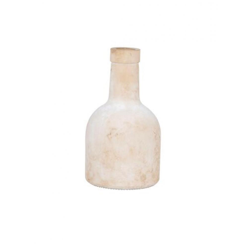Βάζο γυάλινο λευκό/μπεζ Φ8Η16cm Plastona 03.00798