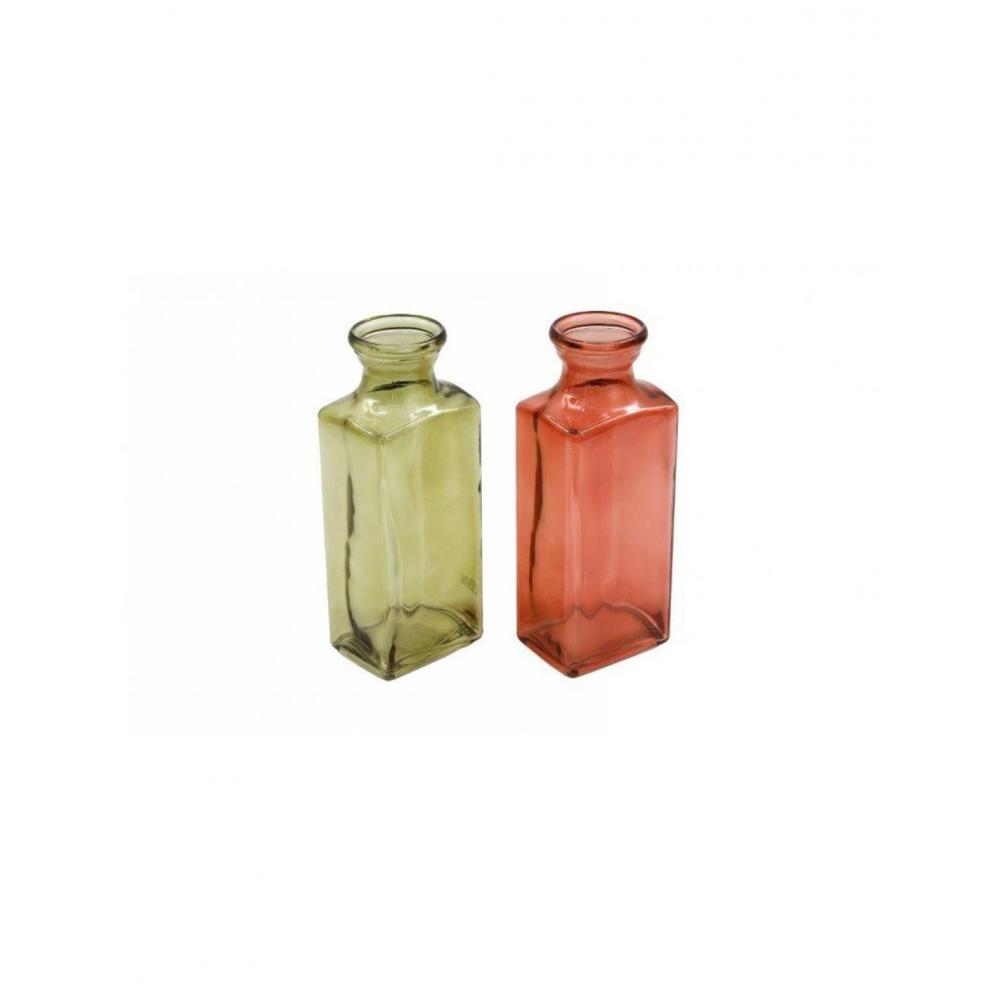 Βάζο γυάλινο τετράγ.2χρωμ. Η25cm Plastona 014.OR6775