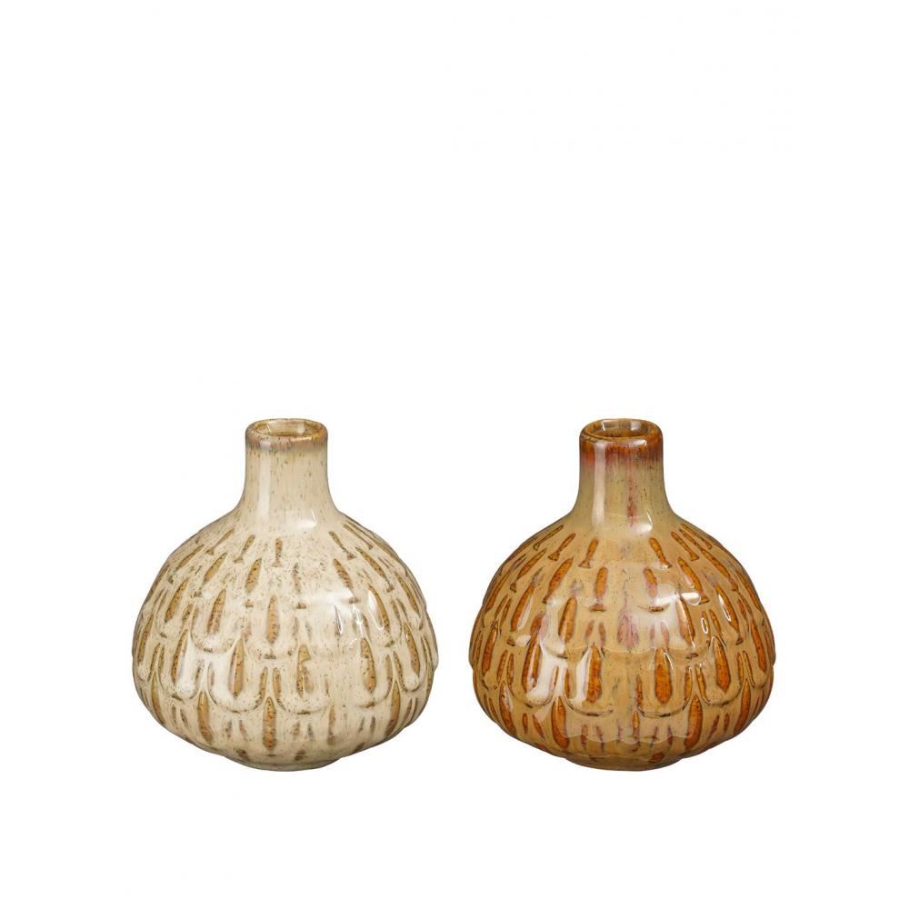 Βάζο κεραμικό 2χρώματα-μπεζ/καφέ Φ13,5Η15cm Plastona 02.1191541
