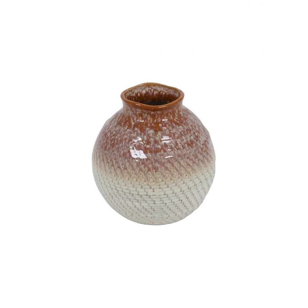 Βάζο κεραμικό καφέ/μπεζ 18x18,5cm Plastona 013.819873