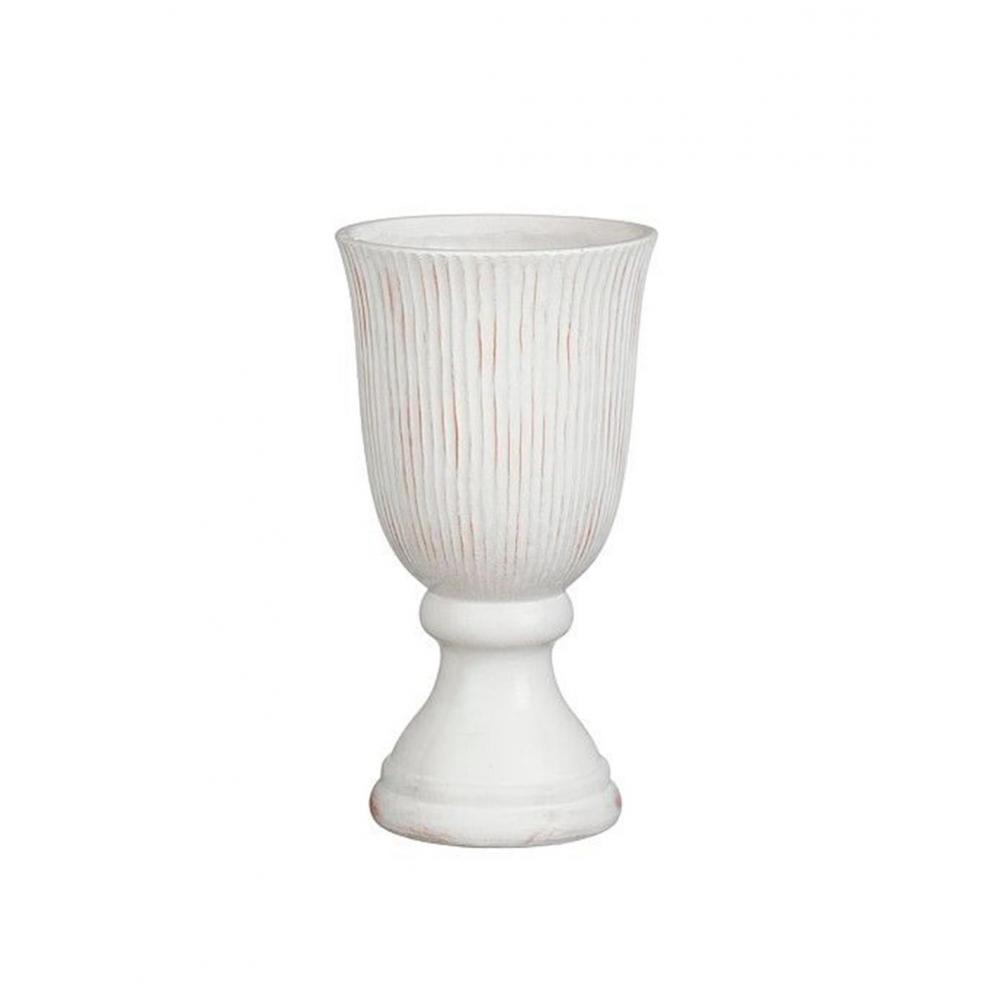 Βάζο κεραμικό λευκό με πόδι Φ19Η35cm Plastona 02.1192279