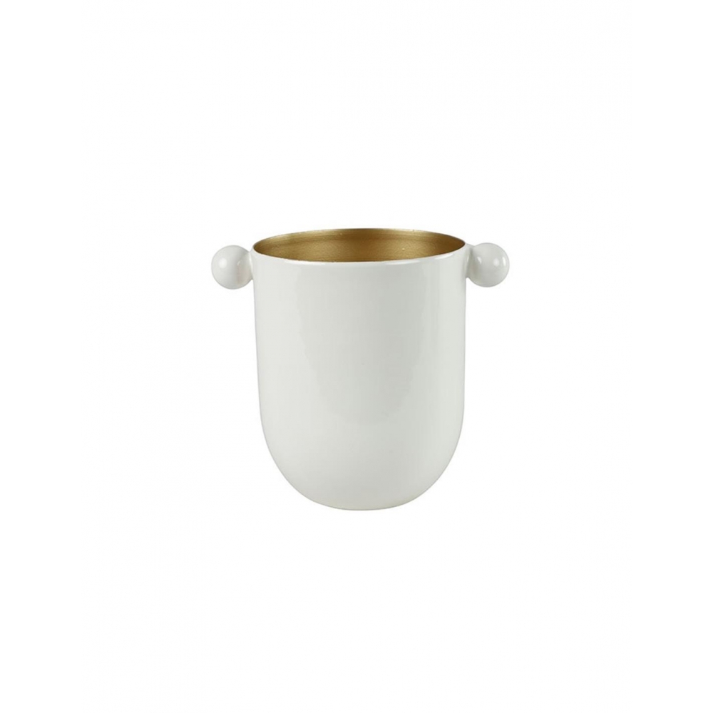 Βάζο μεταλ.λευκό/χρυσό Dido 13Χ18X16 Plastona 013.796446