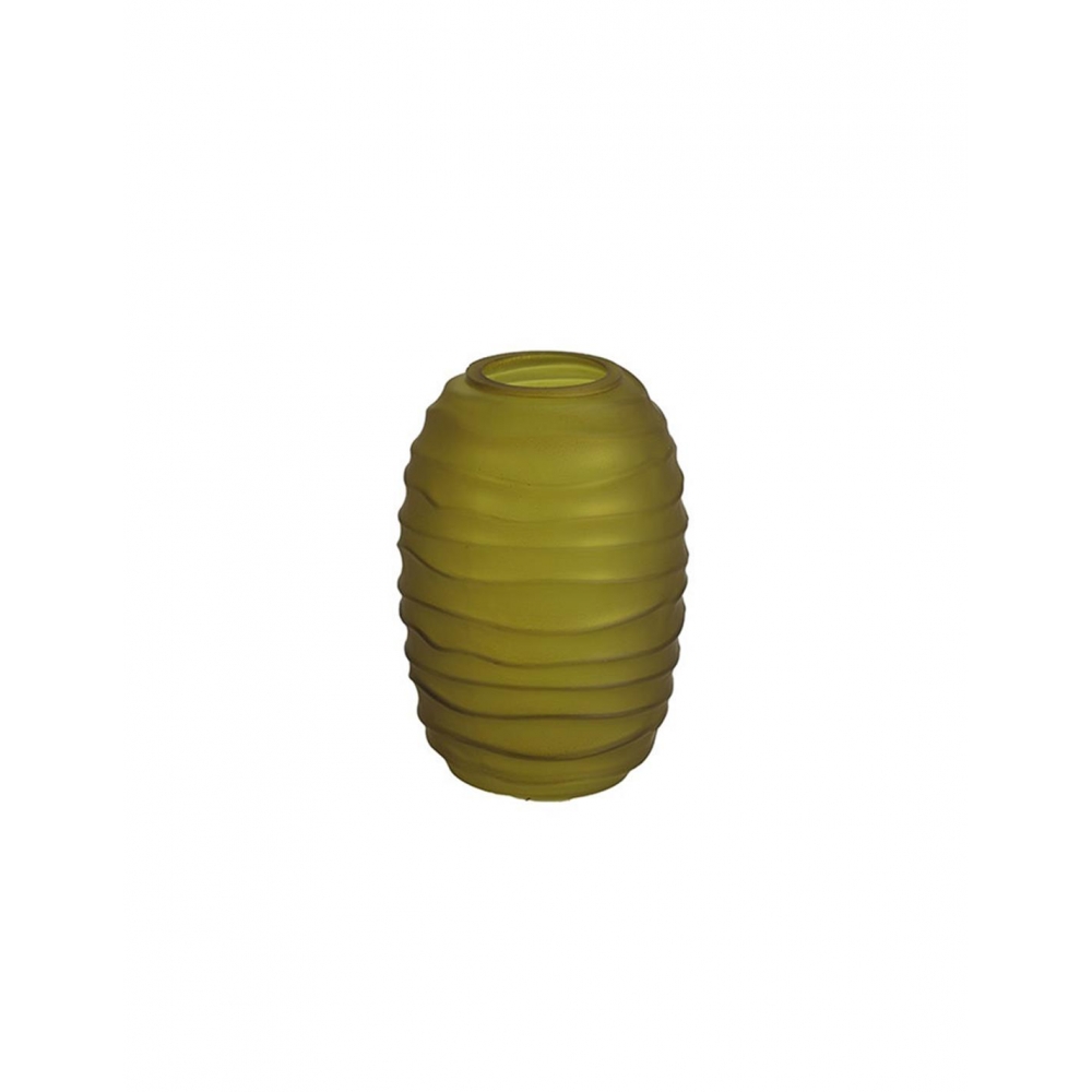 Βάζο οβάλ  ριγέ ματ γυαλ.λαδί 10,5Χ15,5 Plastona 013.783955