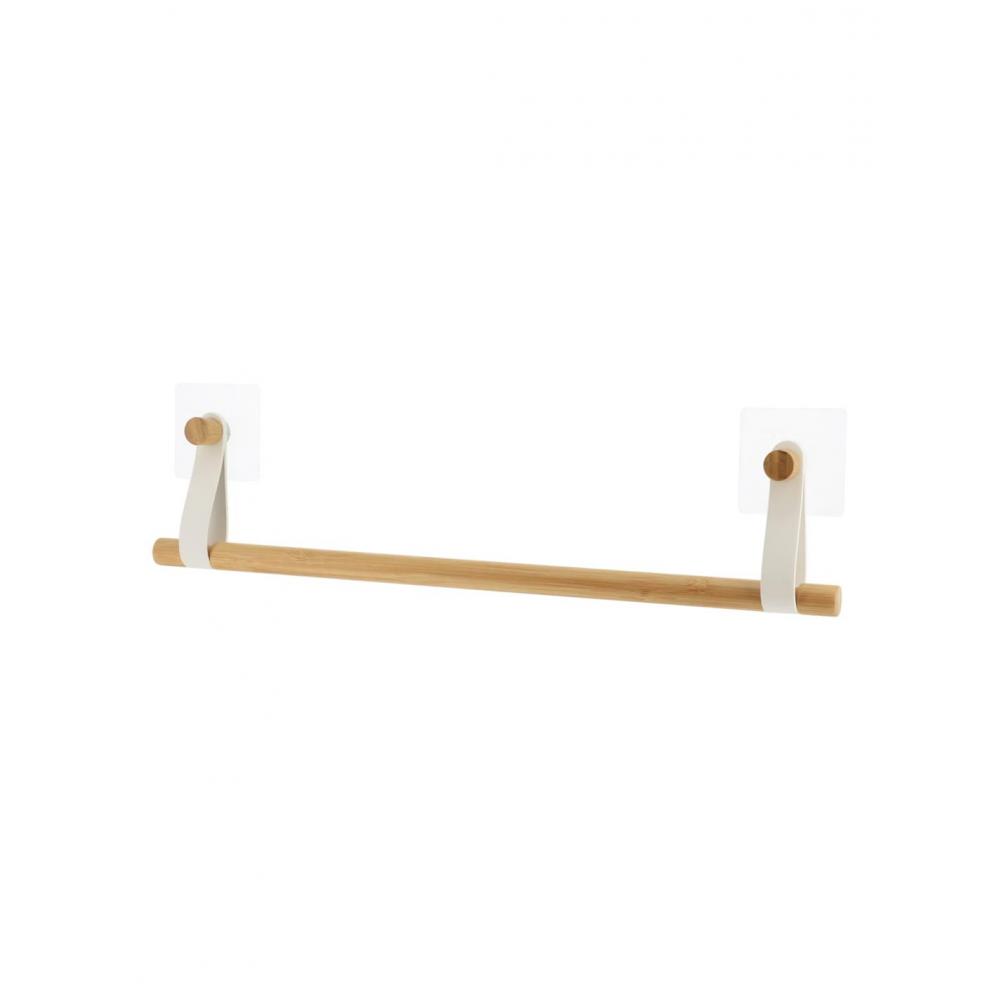Βέργα πετσέτας bamboo με δερμ.λουριά λευκά/sticker 55x15cm Plastona 06.91045100