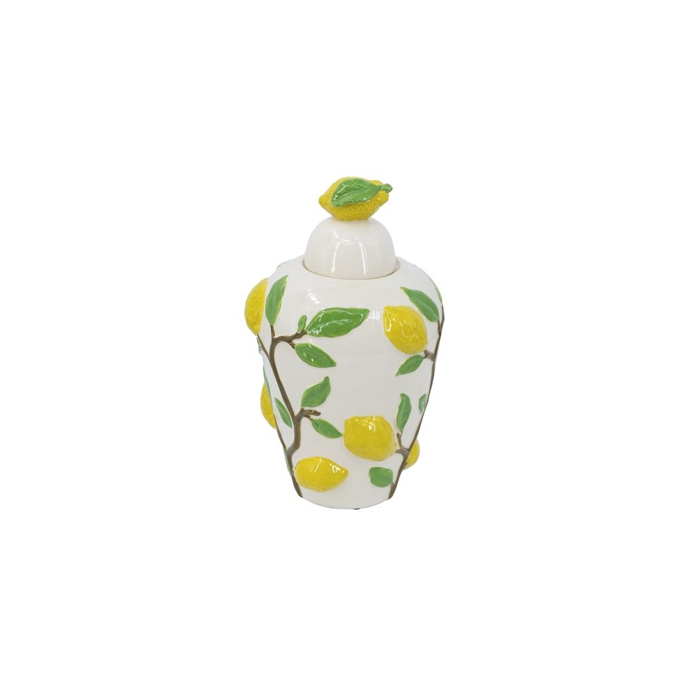 Artekko Lemon Εκρού Κεραμικό Βάζο Δοχείο με Καπάκι και Λεμόνια (22x22x37.5)cm Artekko C5543