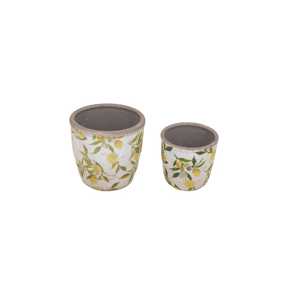 Artekko Lemon Λευκά Κεραμικά Κασπώ με Λεμόνια (16x16x15.5)cm 2pcs Artekko C5609