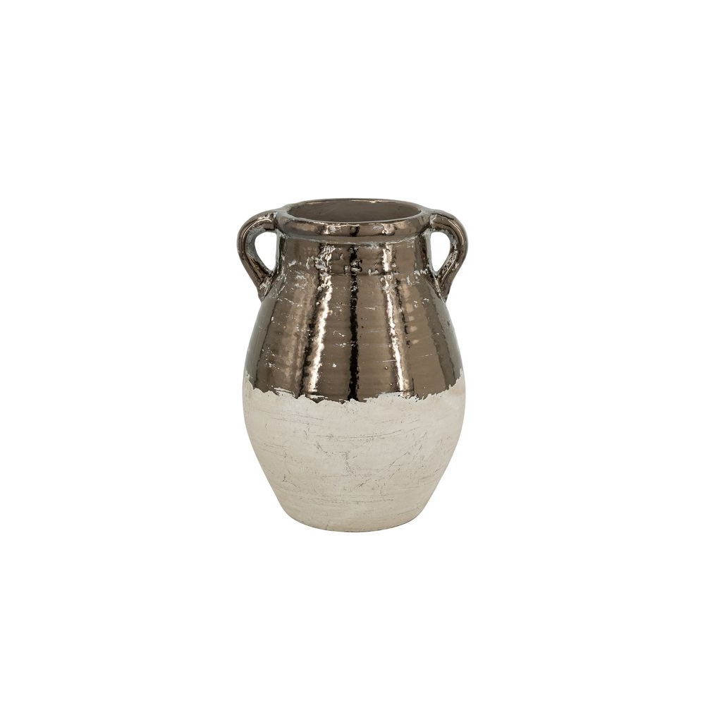 Artekko Candia Βάζο από Τερακότα σε Μπρονζέ με Μπεζ (24.5x24.5x33)cm Artekko C6066
