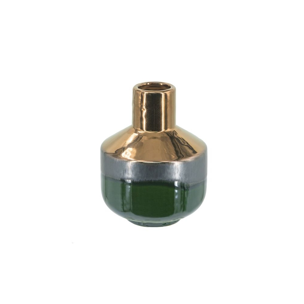 Artekko Electric Κεραμικό Βάζο σε Πράσινο με Μπρονζέ (15.5x15.5x20)cm Artekko C6110