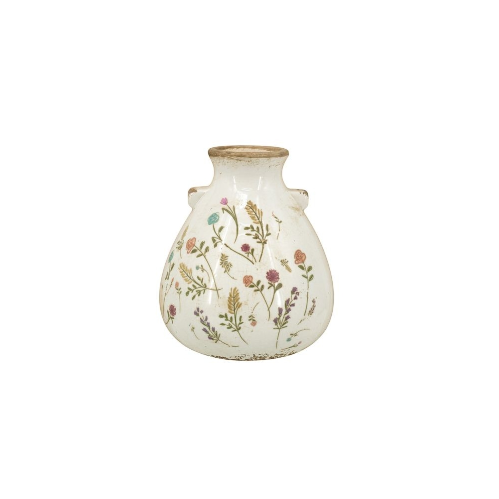 Artekko Aging Λευκό Κεραμικό Βάζο με Λουλούδια (17x17x19.5)cm Artekko C8230