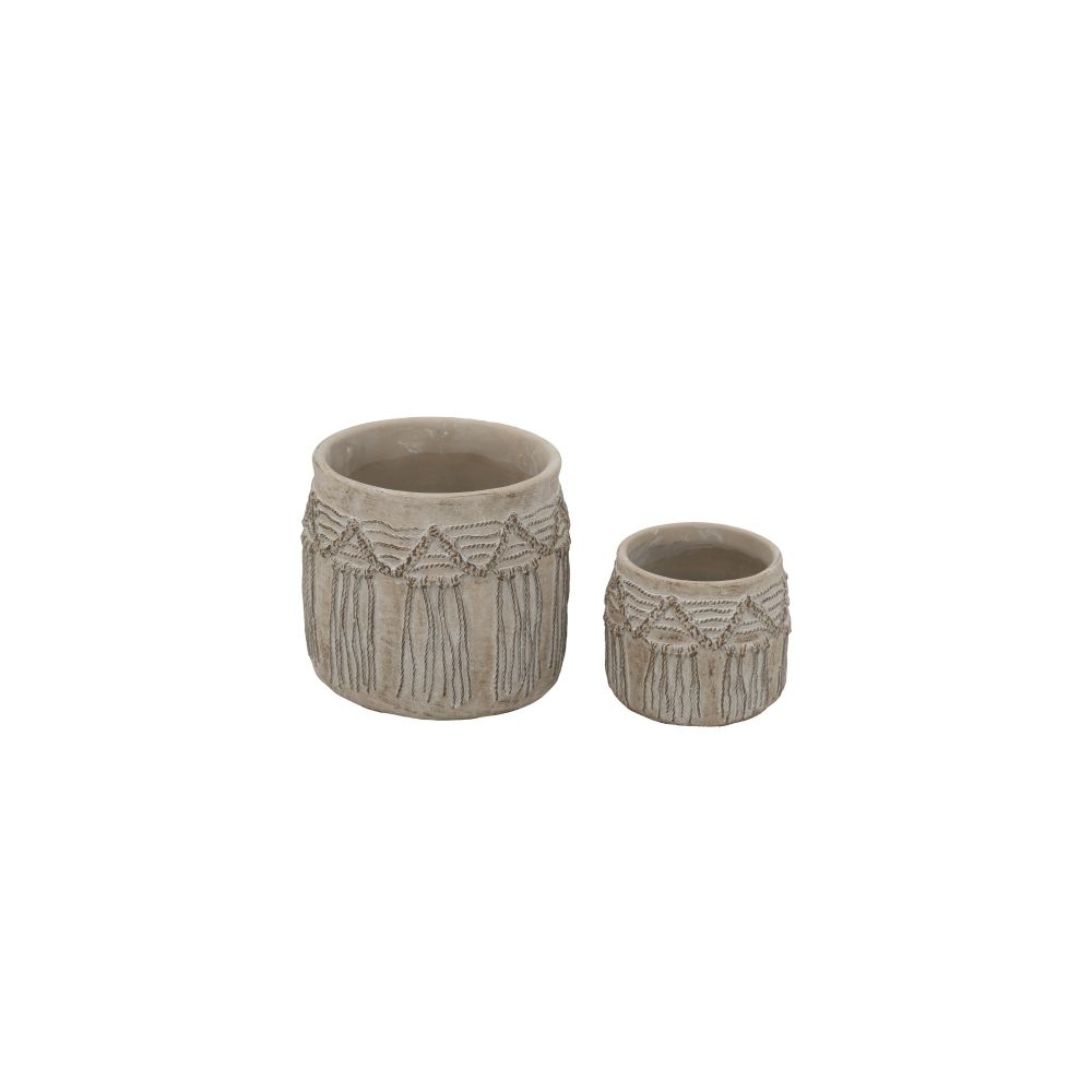 Artekko Cement Μπεζ Τσιμεντένια Κασπώ (19.5x19.5x17)cm 2pcs Artekko C8379