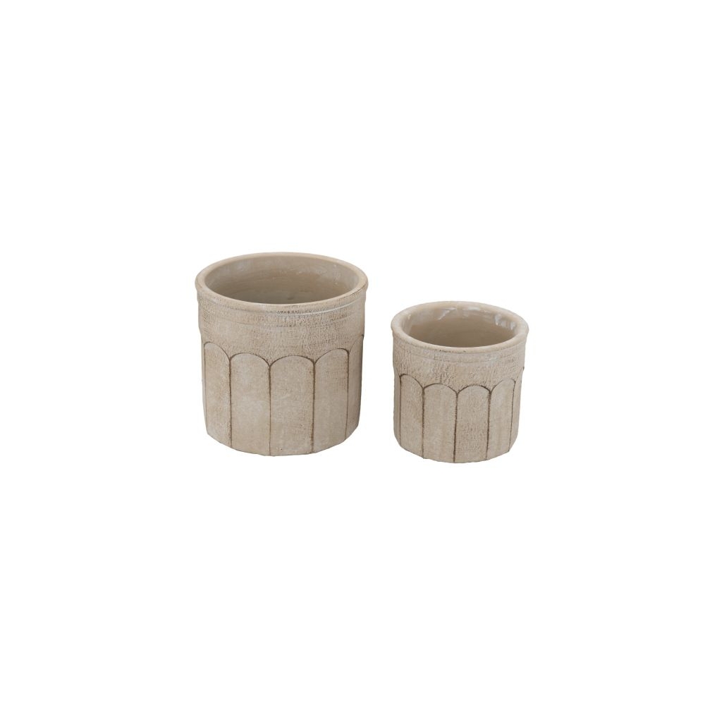 Artekko Cement Μπεζ Τσιμεντένια Κασπώ (19x19x18)cm 2pcs Artekko C8384
