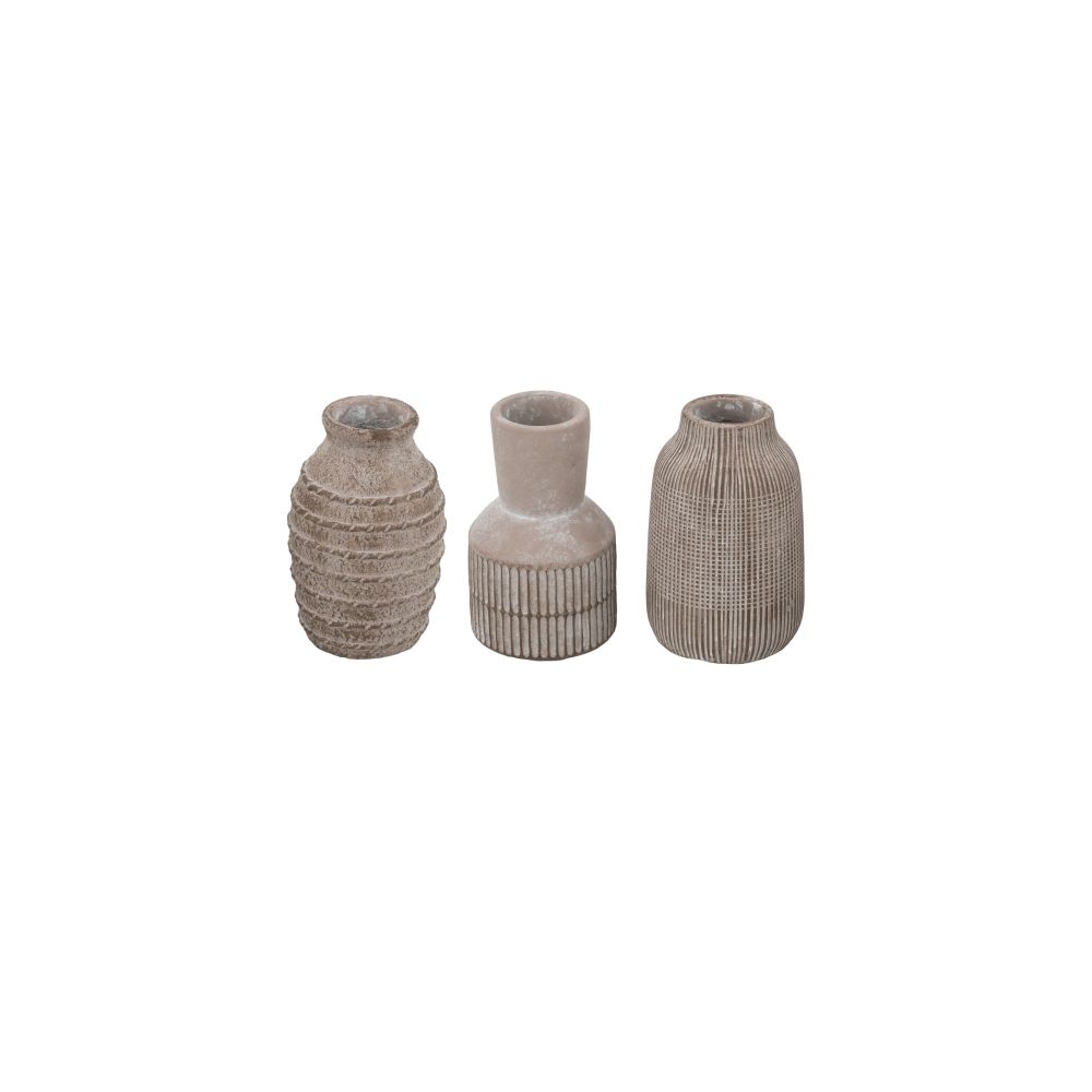 Artekko Cement Καφέ Τσιμεντένια Βάζα (9.5x9.5x15)cm 3pcs Artekko C8393