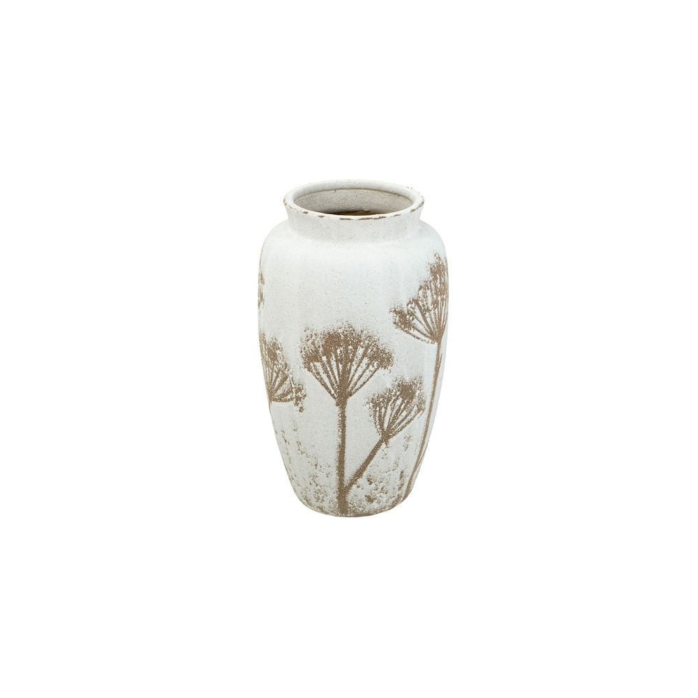 Artekko Antique Λευκό Κεραμικό Βάζο με Καφέ Λεπτομέρειες (20x20x35)cm Artekko C8497