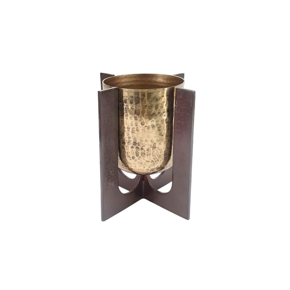 Artekko Luxe Χρυσό Μεταλλικό Βάζο σε Βάση (22.8x22.8x24.8)cm Artekko D4712