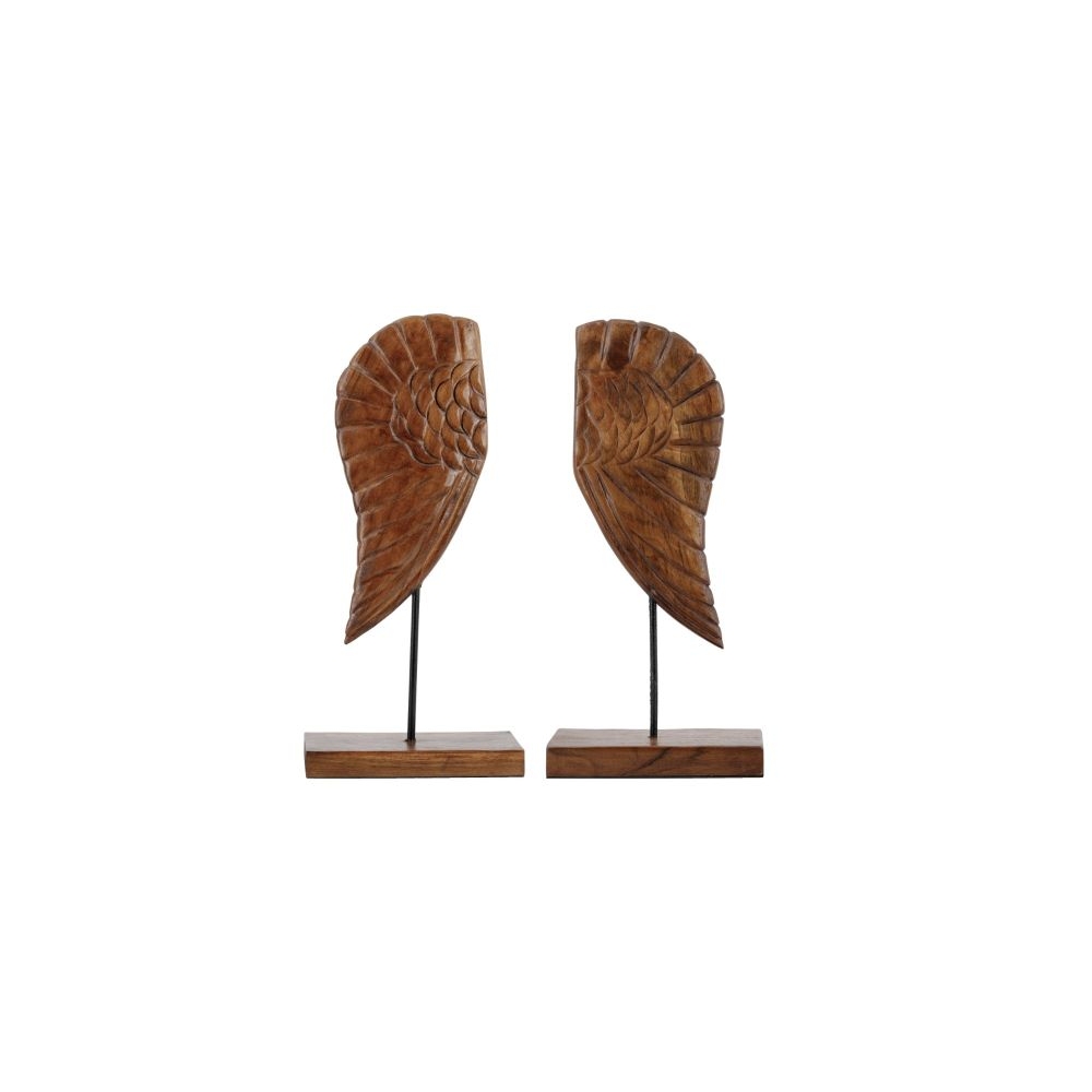 Artekko Woody Καφέ Βιβλιοστάτες Φτερά από Ξύλο Teak (20x12x44)cm 2pcs Artekko D4719