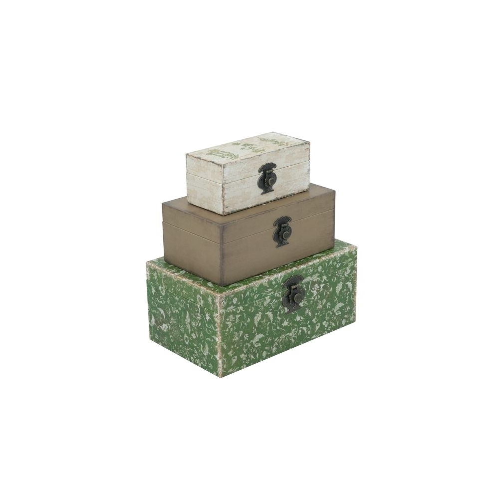 Artekko Box Πολύχρωμα MDF Διακοσμητικά Κουτιά Κοσμηματοθήκες (19x31x14)cm 3pcs Artekko D8160