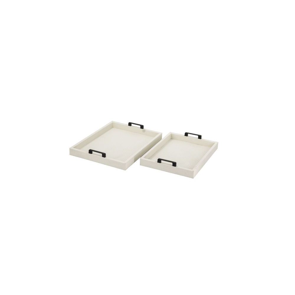 Artekko Lisa Λευκοί MDF Διακοσμητικοί Δίσκοι με Τεχνόδερμα (45.72x35.56x6.35)cm (39.37x30.48x6.35)cm 2pcs Artekko D8929