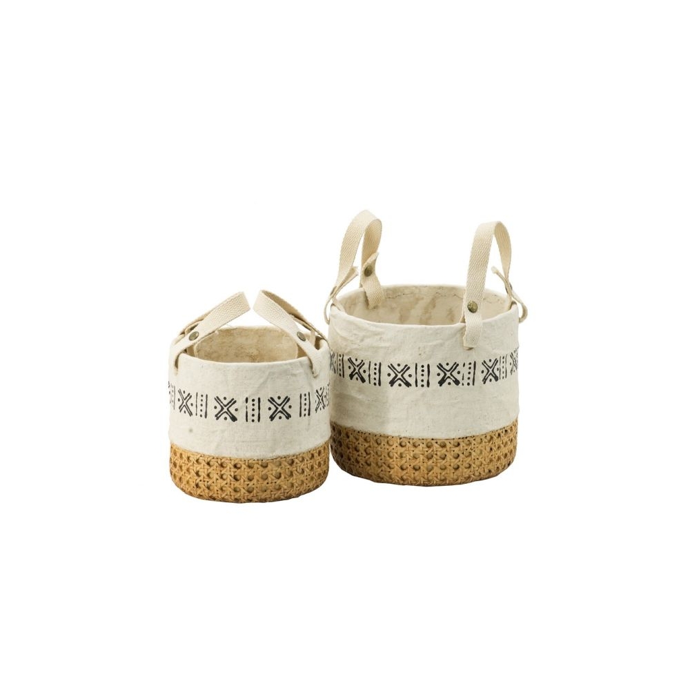 Artekko Knitt Κασπώ Τσιμεντένιο Μπεζ Λευκό (19.5x19.5x17.5)cm Σετ/2 Artekko D9052