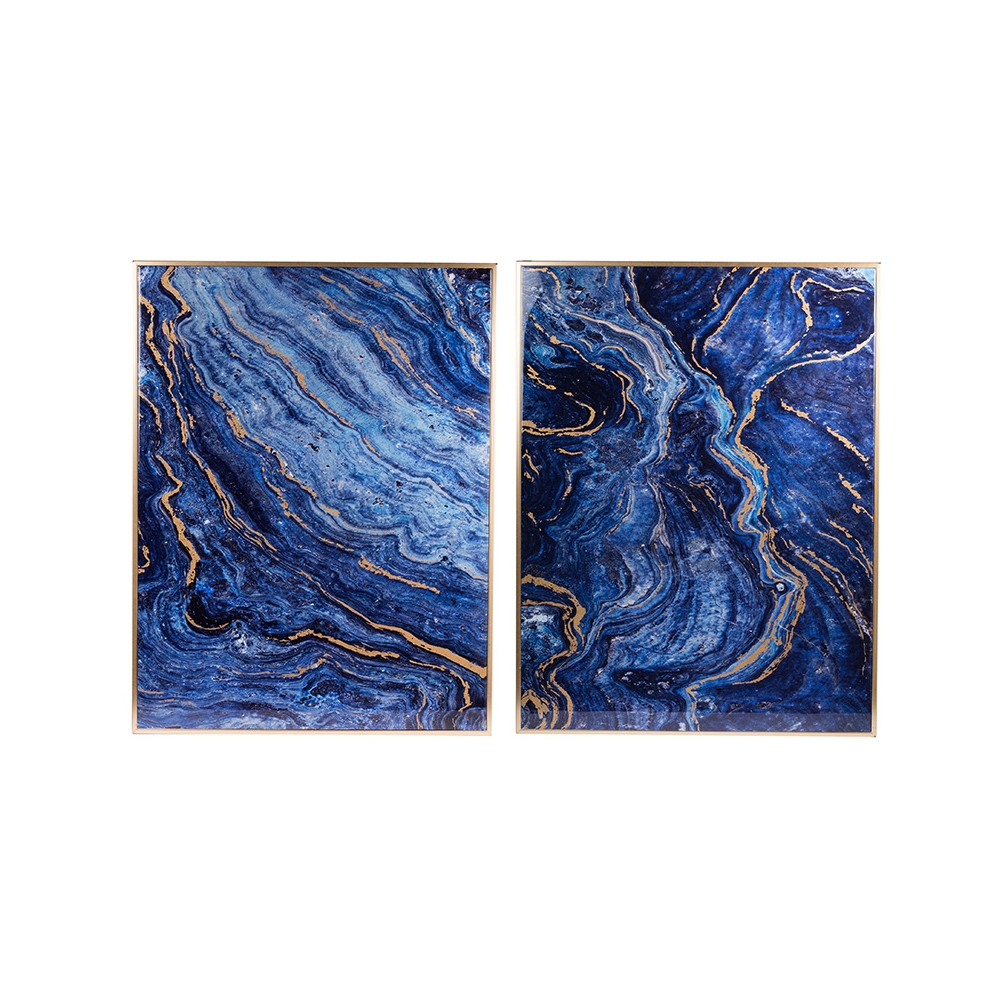 Artekko Frame Πίνακες MDF Πλαστικό Καμβάς Μπλε Χρυσό (77.5x4.6x101.6)cm Σετ/2 Artekko DF43494-DS