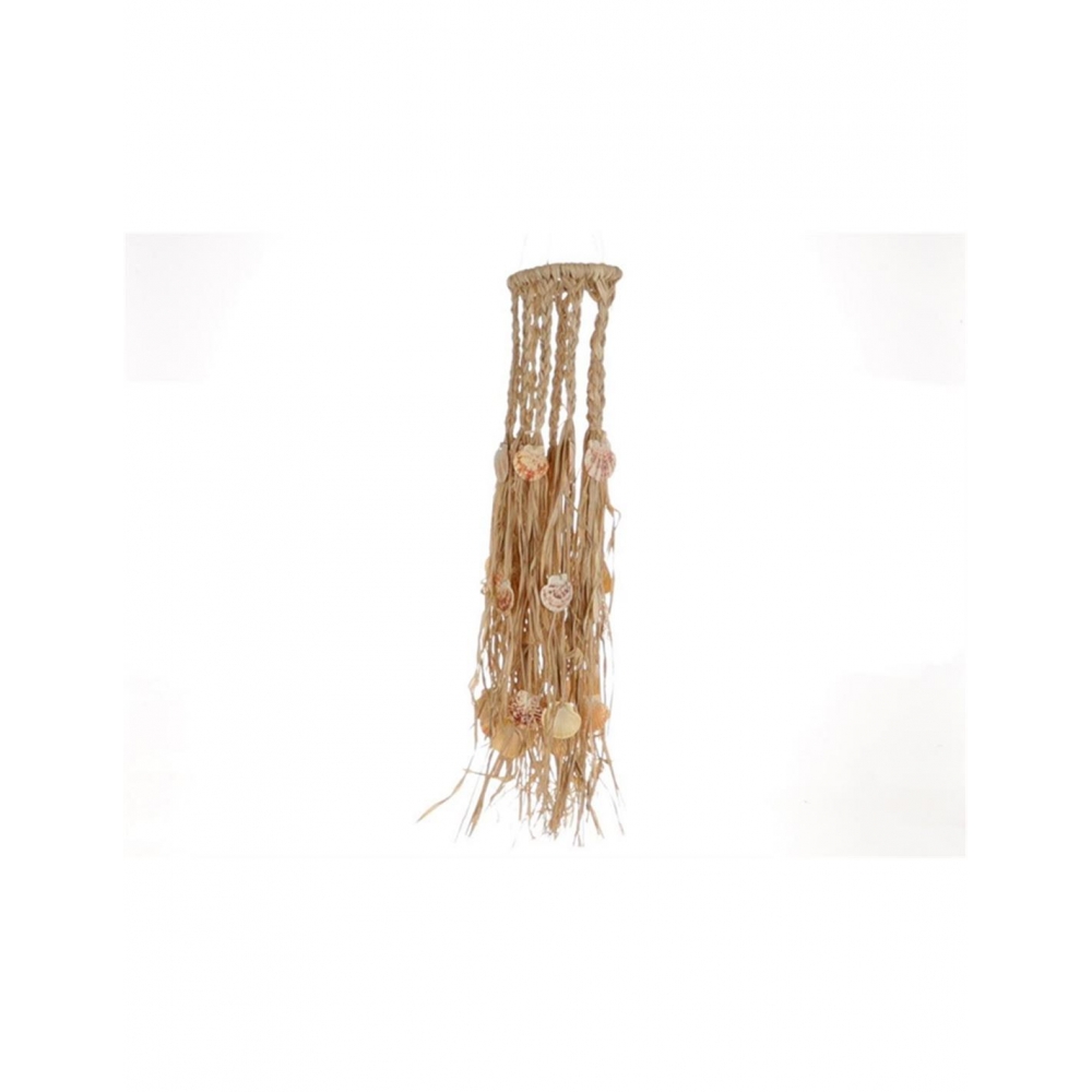 Διακοσμητικό κρεμαστό ονειροπαγίδα με raffia και κοχύλια Φ15 Plastona 012.632107022