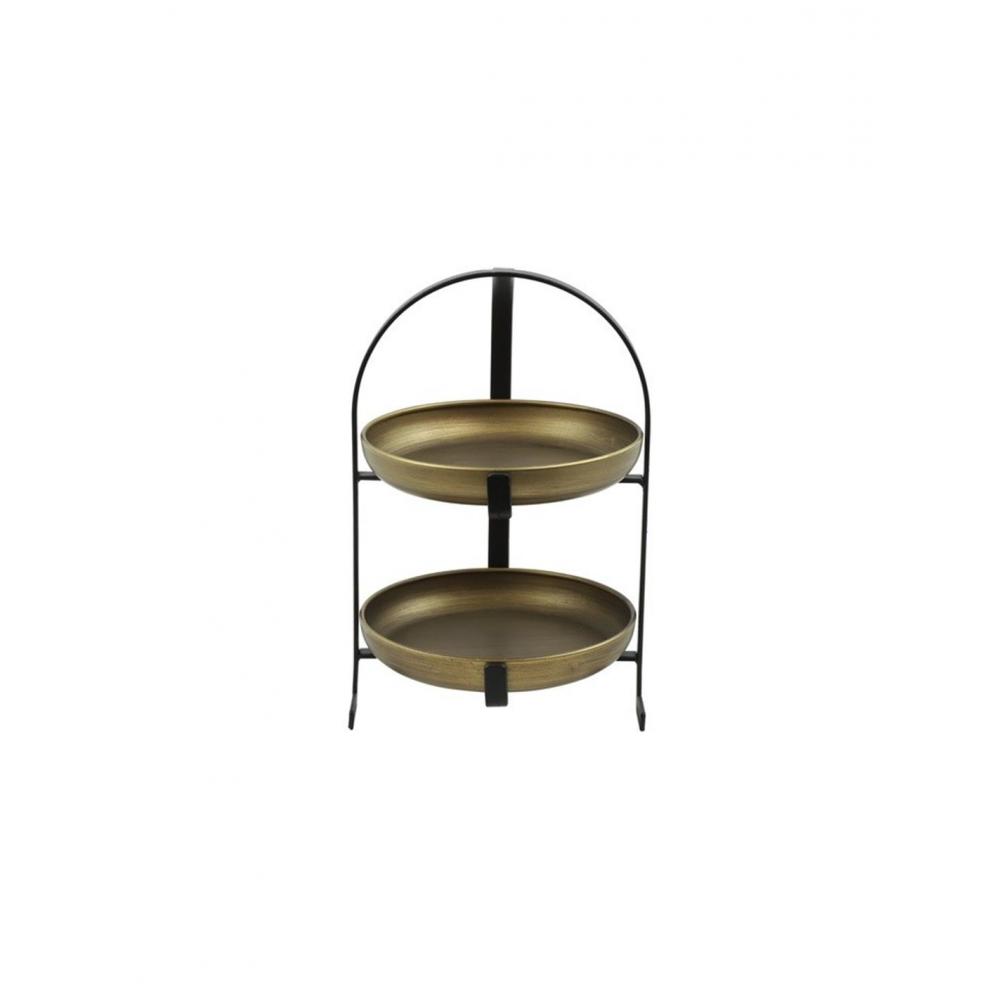 Δίσκος μεταλ.χρυσός 2οροφος  Φ22 Η33cm Plastona 013.808512
