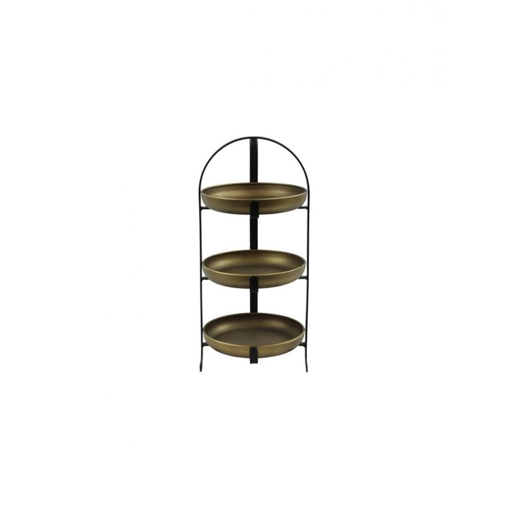 Δίσκος μεταλ.χρυσός 3οροφος  Φ22 Η45cm Plastona 013.808513