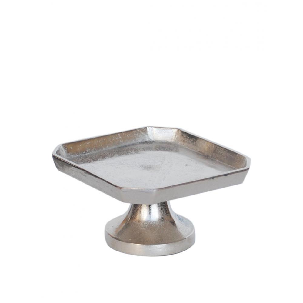 Δίσκος σερβ.μεταλ.ασημί με πόδι 19,5Χ19,5Η9,5cm Plastona 00.07.72045