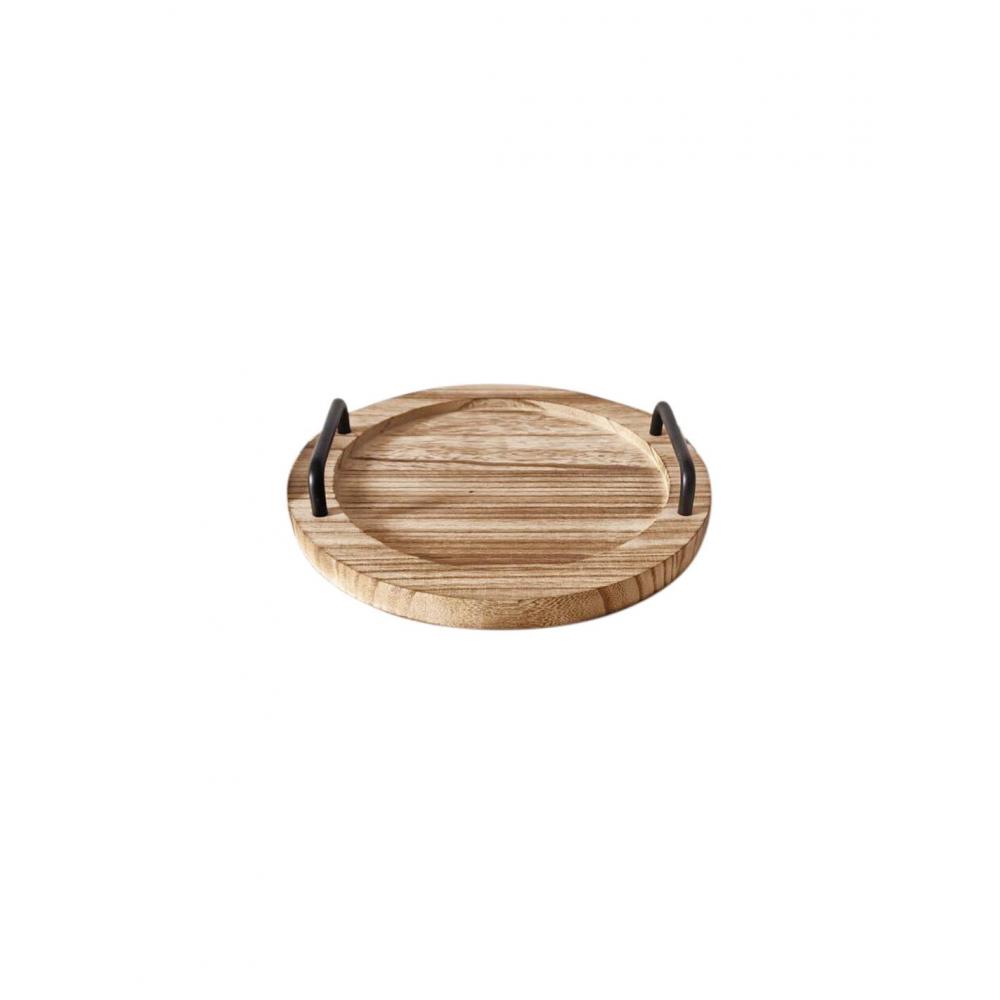 Δίσκος σερβ.Paulownia/μεταλ.χερούλια Φ30Η5cm Plastona 00.07.75546
