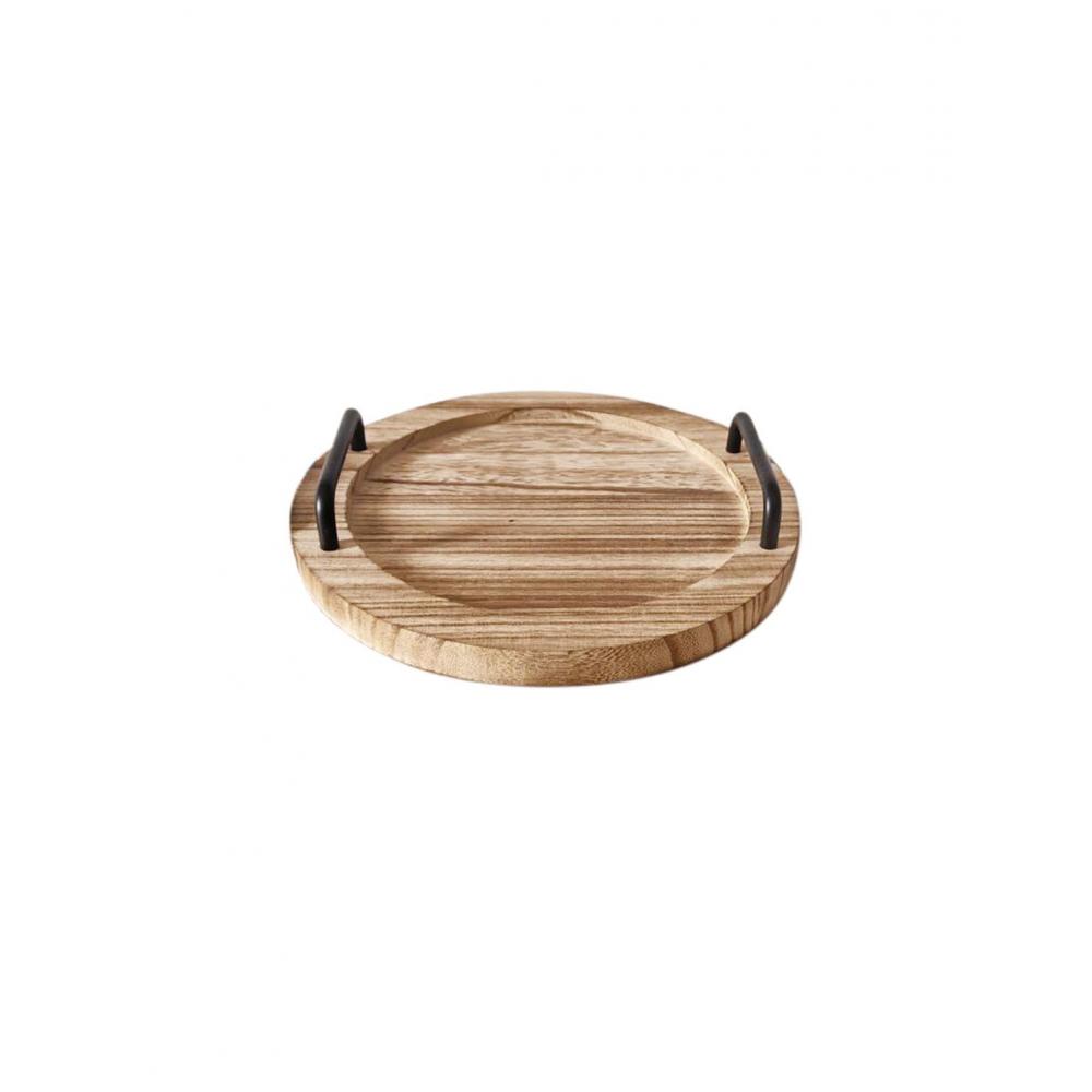 Δίσκος σερβ.Paulownia/μεταλ.χερούλια Φ25Η5cm Plastona 00.07.75547