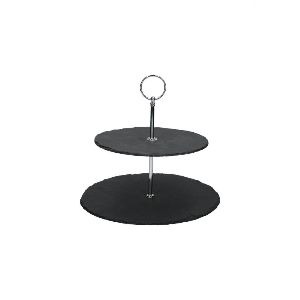 Δίσκος σερβιρ.σχιστόλιθος διπλός Φ20/25x24cm Plastona 03.02219