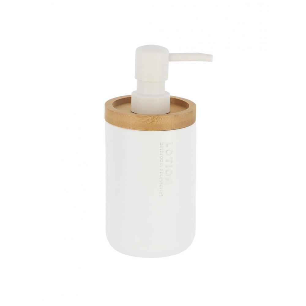 Dispenser polyresin λευκό με bamboo 7.5x17.5cm Plastona 06.62101210