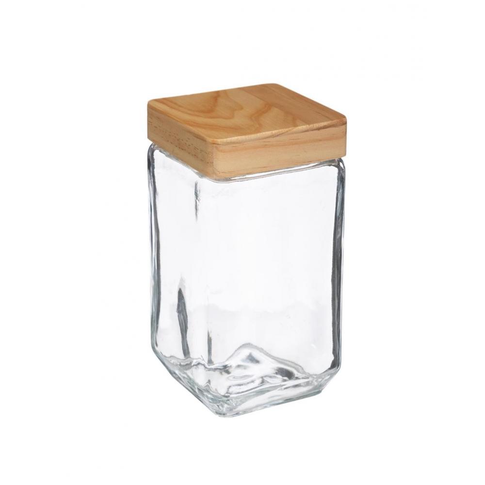 Δοχείο γυαλ.με ξύλ.καπάκι 1,75lt 11,3Χ11,3Χ19 Plastona 07.167767