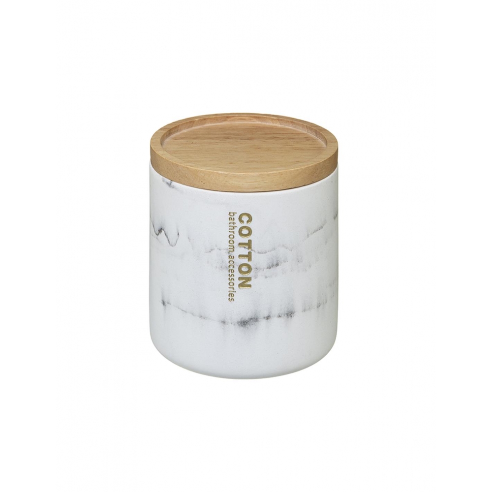 Δοχείο με καπάκι  9,5Χ11 marble λευκό Plastona 07.160938