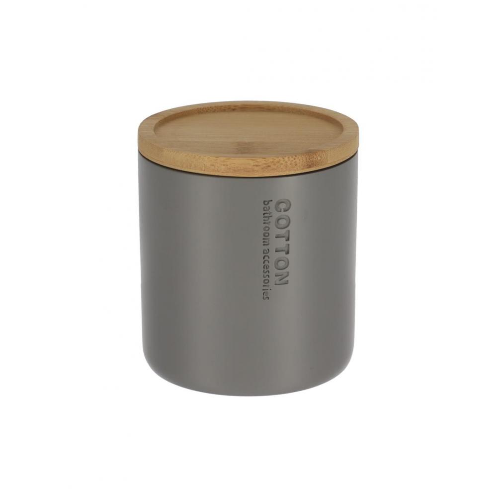 Δοχείο polyresin γκρι με καπάκι bamboo 13x20cm Plastona 06.67101260