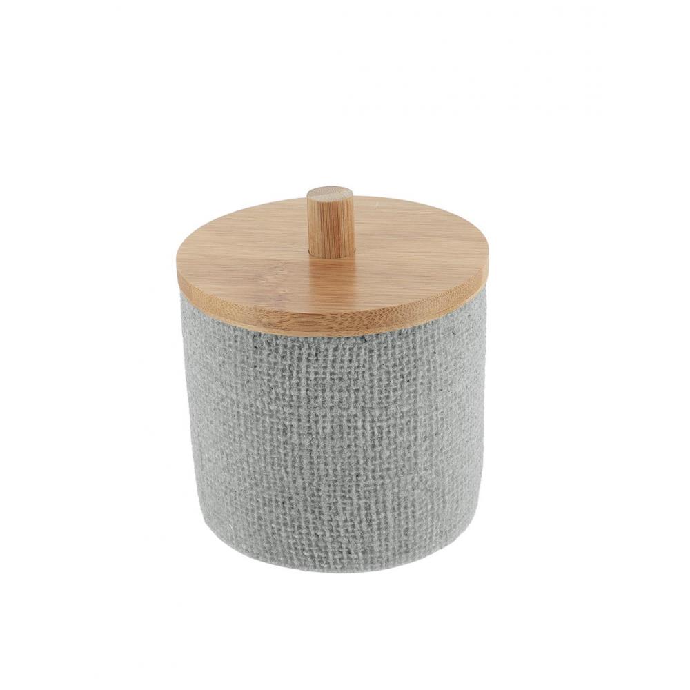 Δοχείο polyresin γκρι σαγρέ  με καπάκι bamboo Plastona 06.67161180