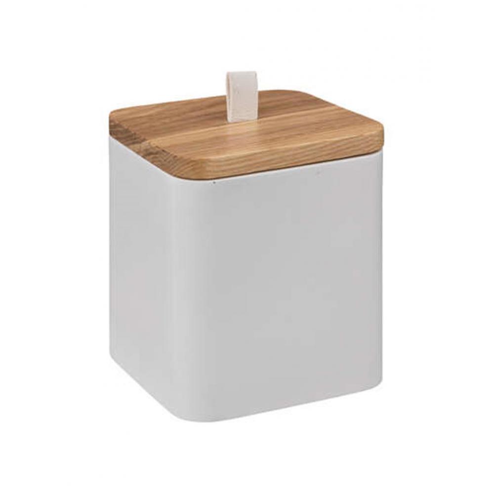 Δοχείο polyresin λευκό με καπάκι bamboo 9,1x9,1x10,3cm Plastona 07.174989A