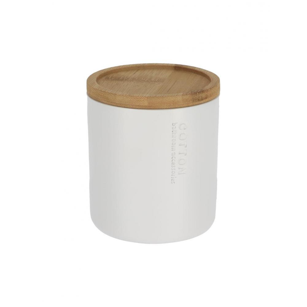 Δοχείο polyresin λευκό με καπάκι bamboo 13x20cm Plastona 06.67101210