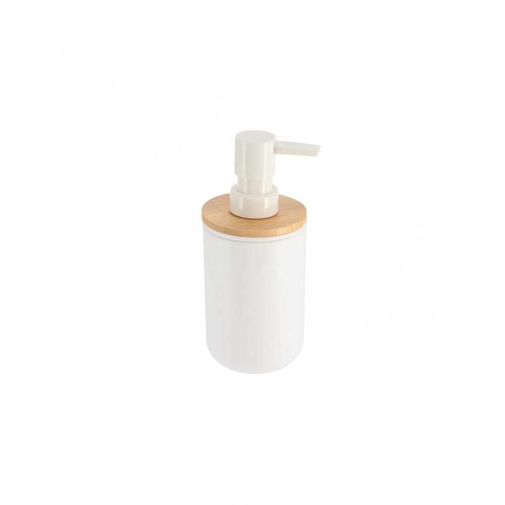 Dispenser πλαστικό λευκό με bamboo 300ml/7.2x16cm Plastona 06.6274210