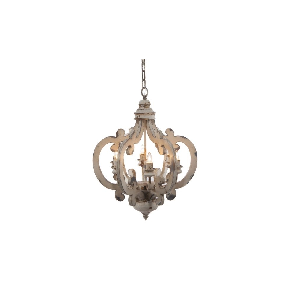 Artekko Chandelier Φωτιστικό Οροφής 6φωτο MDF Μέταλλο Λευκή Πατίνα (52x46x60.5)cm Artekko DT38552-DS