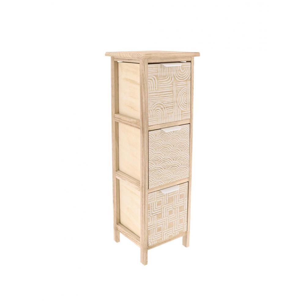 Έπιπλο μπάνιου 3συρτάρια φυσικό/λευκό 25x25x77cm Plastona 06.98250100
