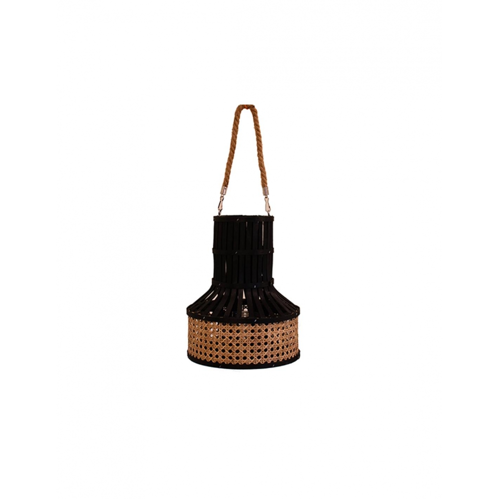Φανάρι bamboo ψάθα μαύρο με  φάσα Φ23,5Χ29,5 Plastona 00.06.61122