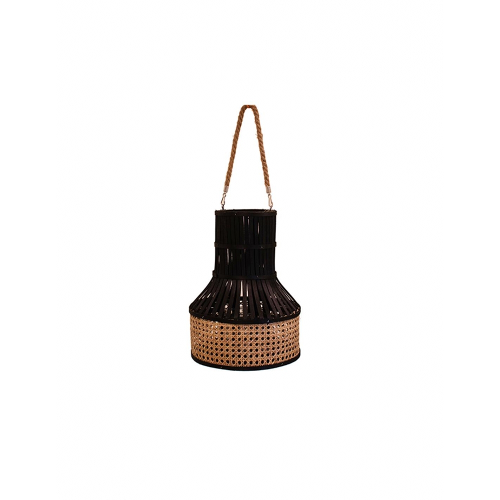 Φανάρι bamboo ψάθα μαύρο με φάσα Φ27,5Χ36,5 Plastona 00.06.61123